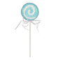Blue and white swirl lollipop decoration with ribbon, festive home décor accent