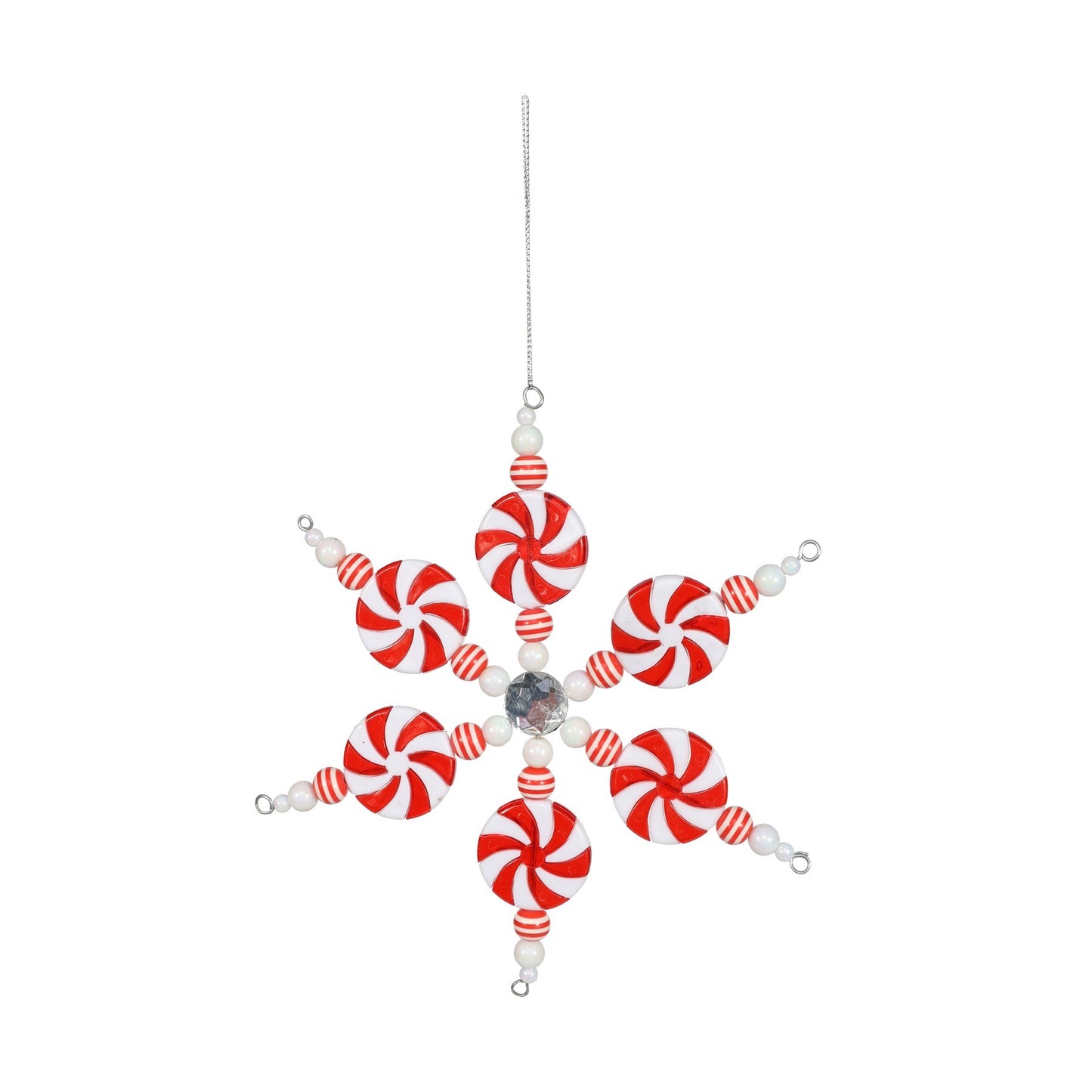 Red and White Snowflake Hanging Decoration