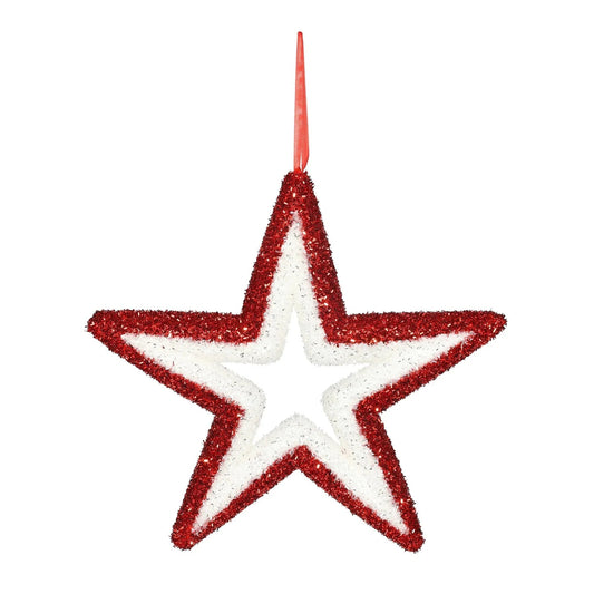 Glitter Star Hanging Decoration -Pink &amp; White  (36cm)