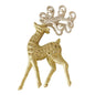 Gold glitter reindeer ornament with ornate antlers, festive home decor accent