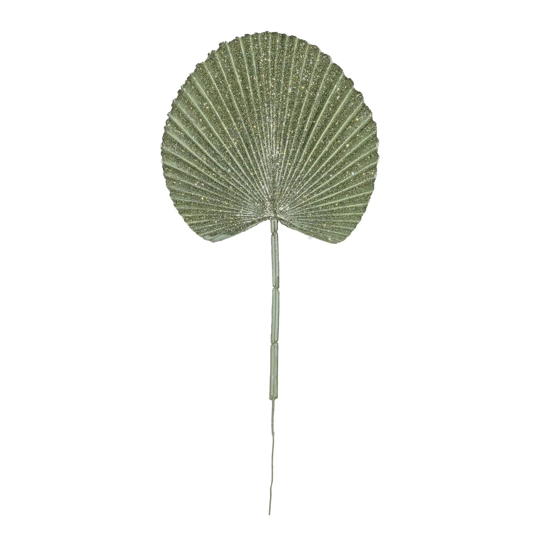 Green glitter artificial palm leaf for home décor and seasonal decoration