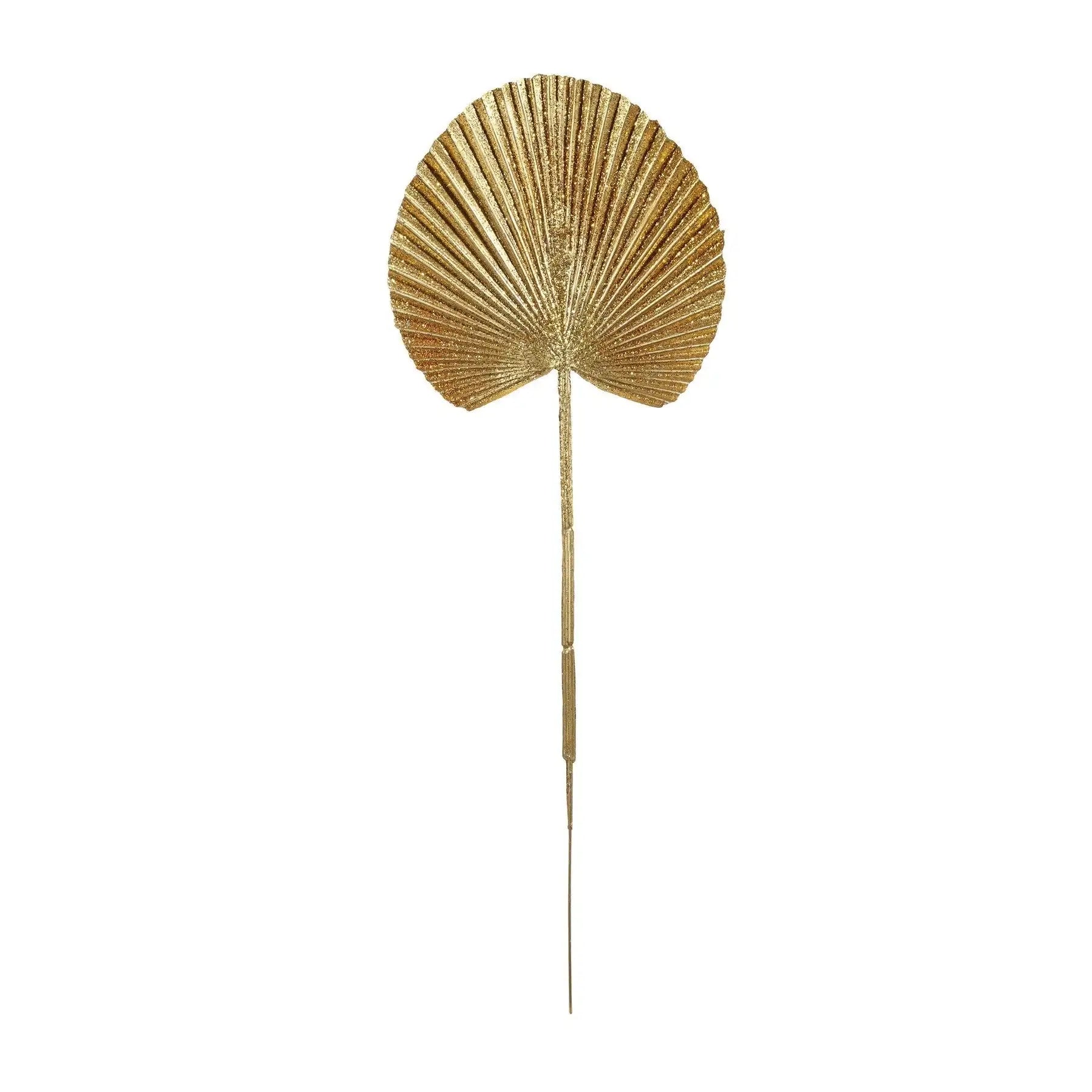 Gold metallic fan palm leaf decorative stem for home décor and floral arrangements