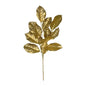 Artificial gold leaf branch, decorative home decor accent on white background