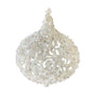 Ornate white beaded Christmas ornament with sparkling pearls and crystals, festive home décor