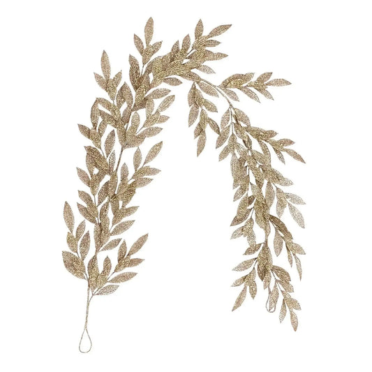 Gold Glitter Leaf Garland (183cm)