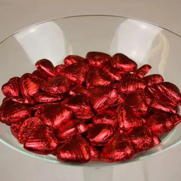 Red Foiled Dark Chocolate Hearts (1kg)