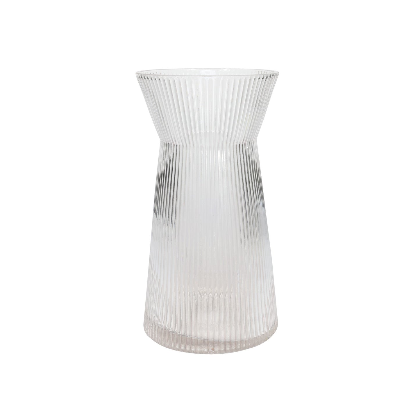 Clear Tall Ribbed Sweetheart Glass Vase