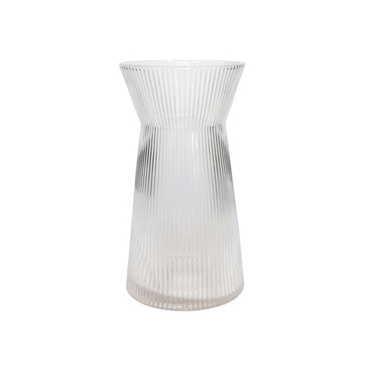 Clear Tall Ribbed Sweetheart Glass Vase
