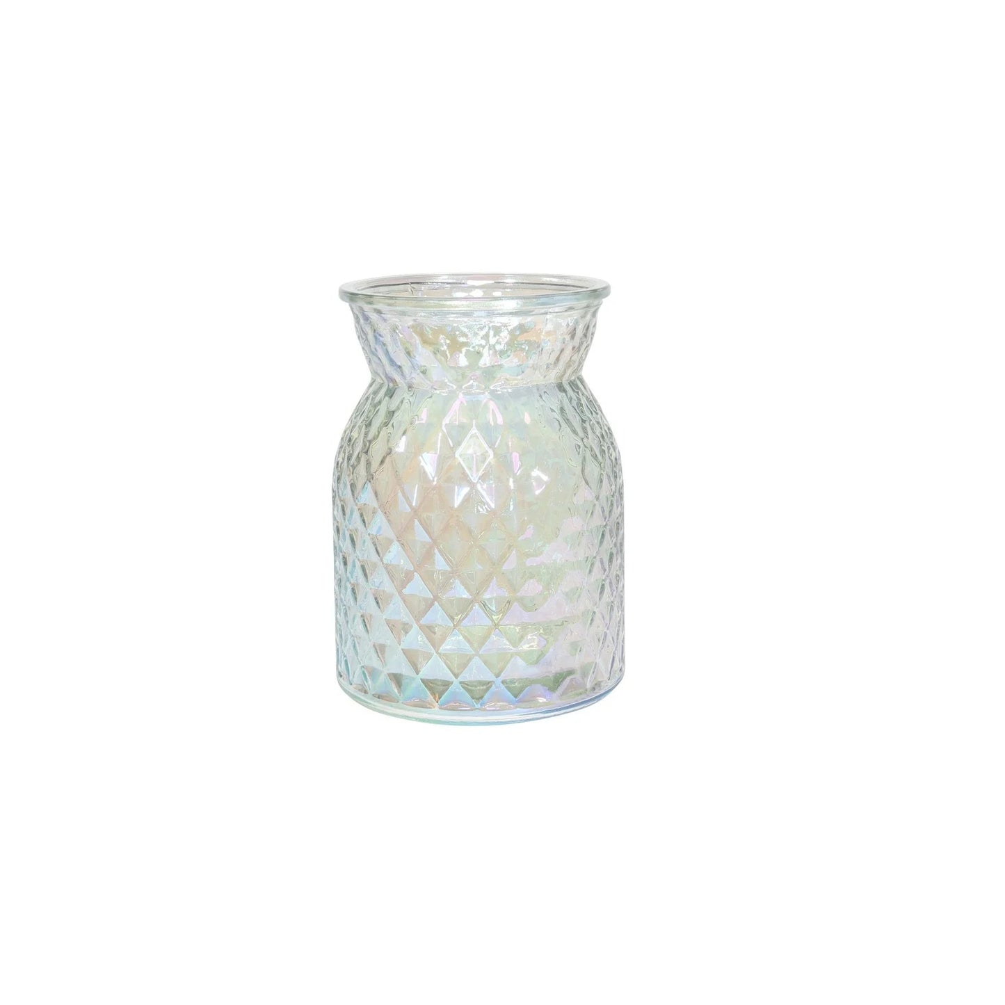 Meadow Flower Vase with Diamond Embossed Pattern &amp; IridescentÂ Finish (16cm)