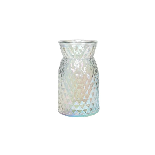 Meadow Flower Vase with Diamond Embossed Pattern and Iridescent Effect (18cm)
