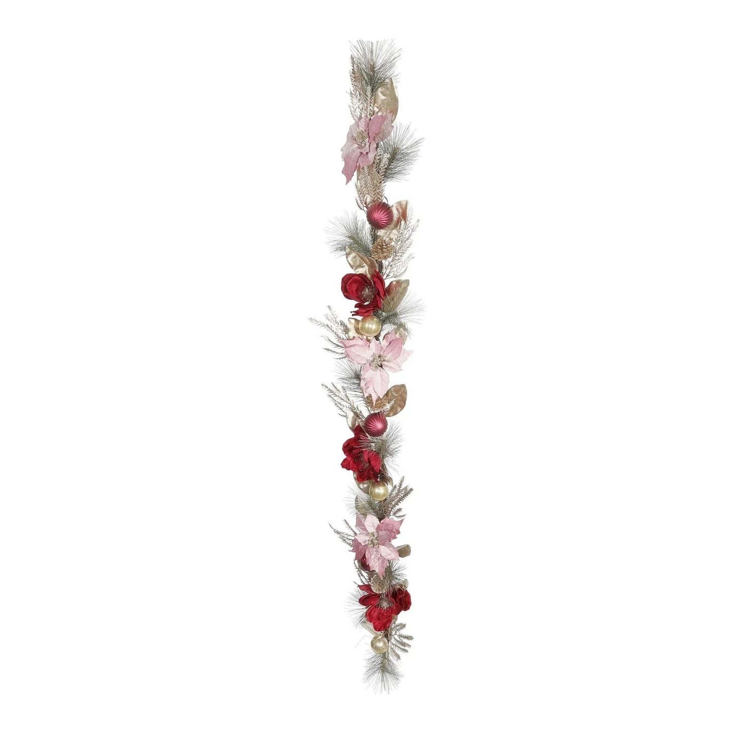 Pink Magnolia and Poinsettia Garland (180cm)