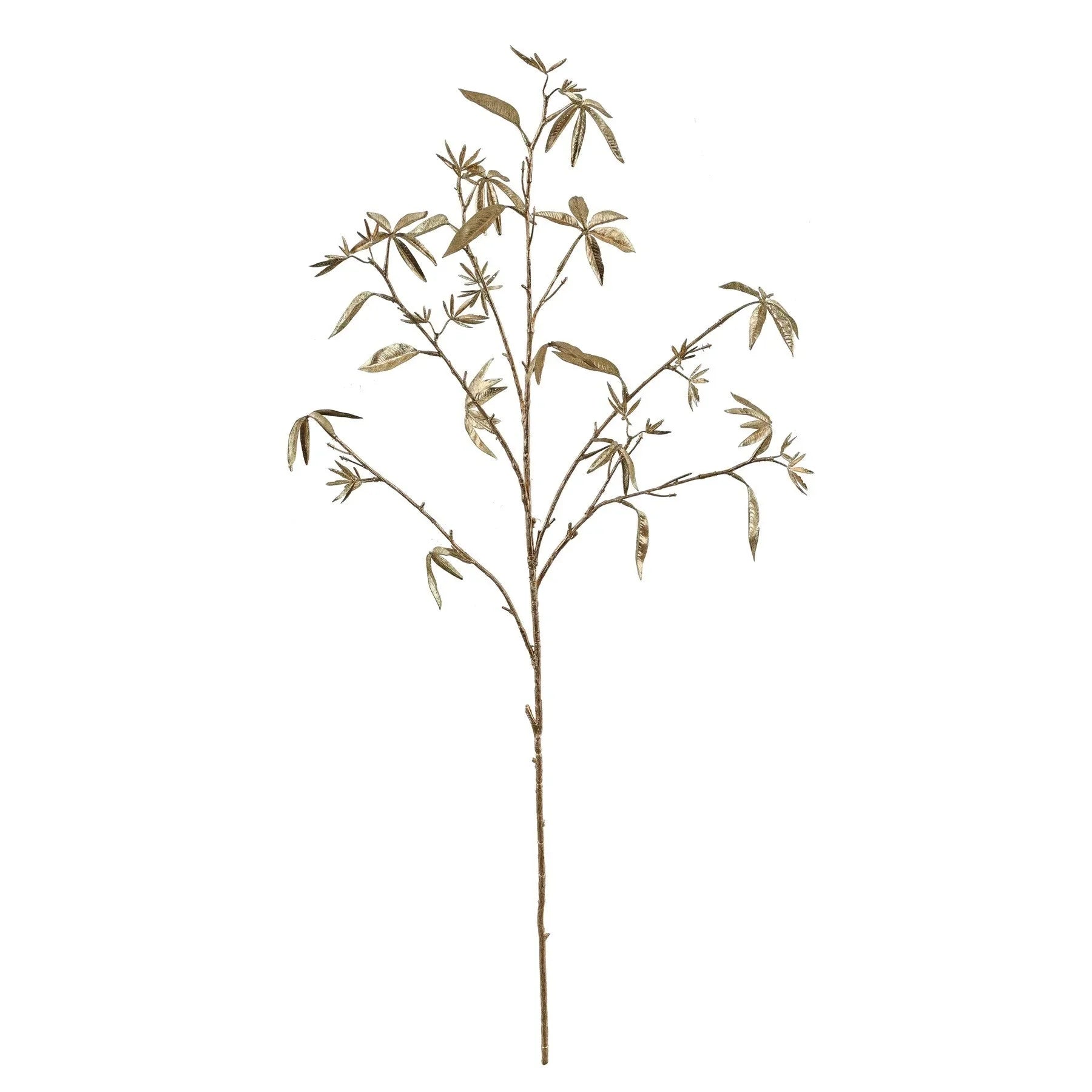 Gold metallic artificial foliage stem for home décor and floral arrangements