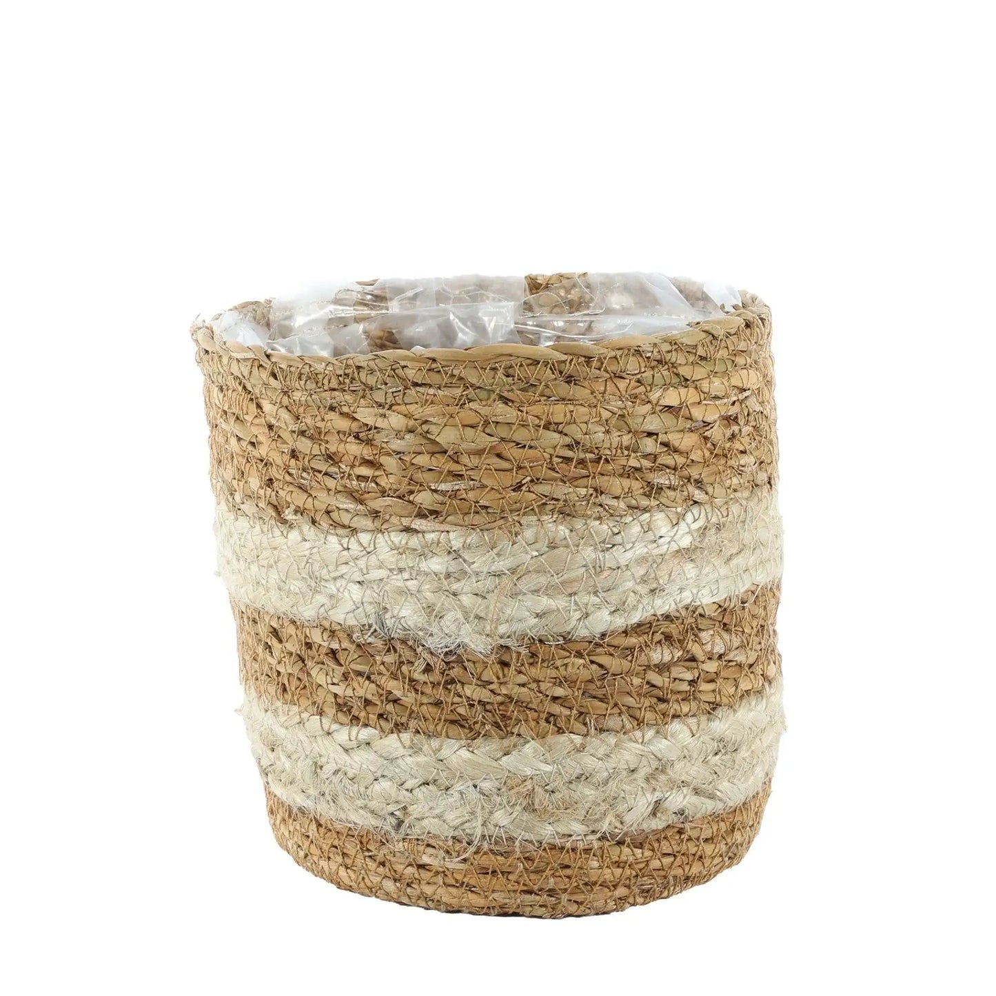 Natural Seagrass and Braided Jute Basket (14cm x 14cm)