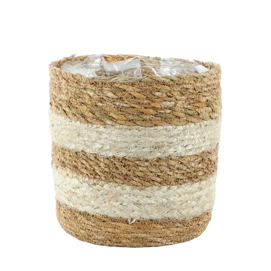 Natural Seagrass and Braided Jute Basket (16cm x 16cm)