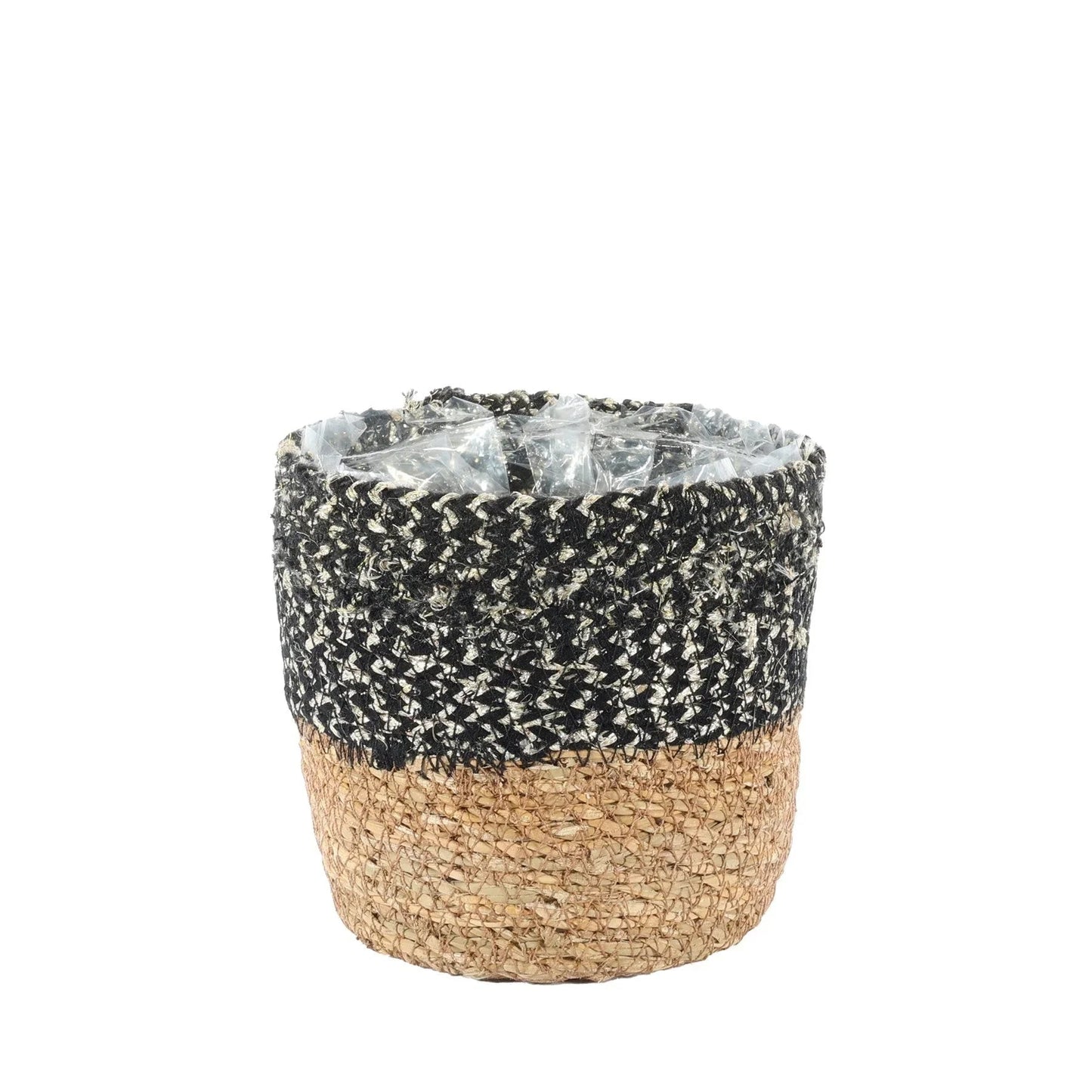 Natural &amp; Black Seagrass Basket (13cm x 13cm)