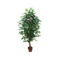 Artificial potted leafy green tree for home décor on white background