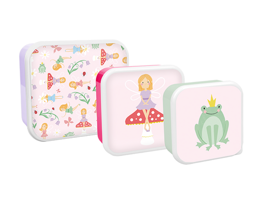 Pack of 3 Girls Printed Food Boxes (Princess &amp; Unicorns Assorted)
