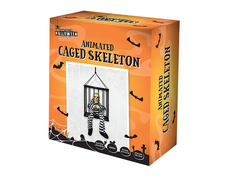 Caged Skeleton Animated Prisoner Decoration