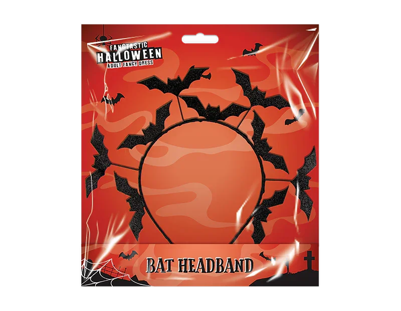 Black Glitter Bat Headband