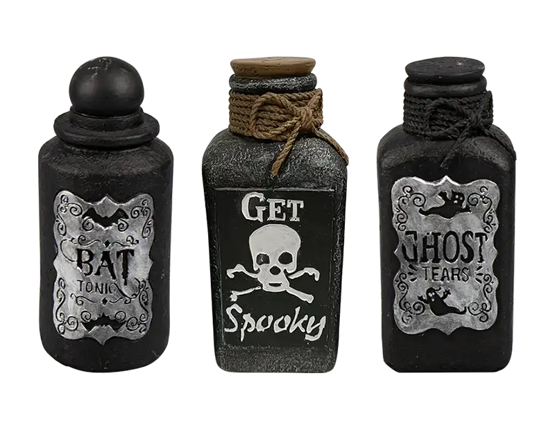 Halloween Cement Potion Bottle Decoration 15cm (Assorted)