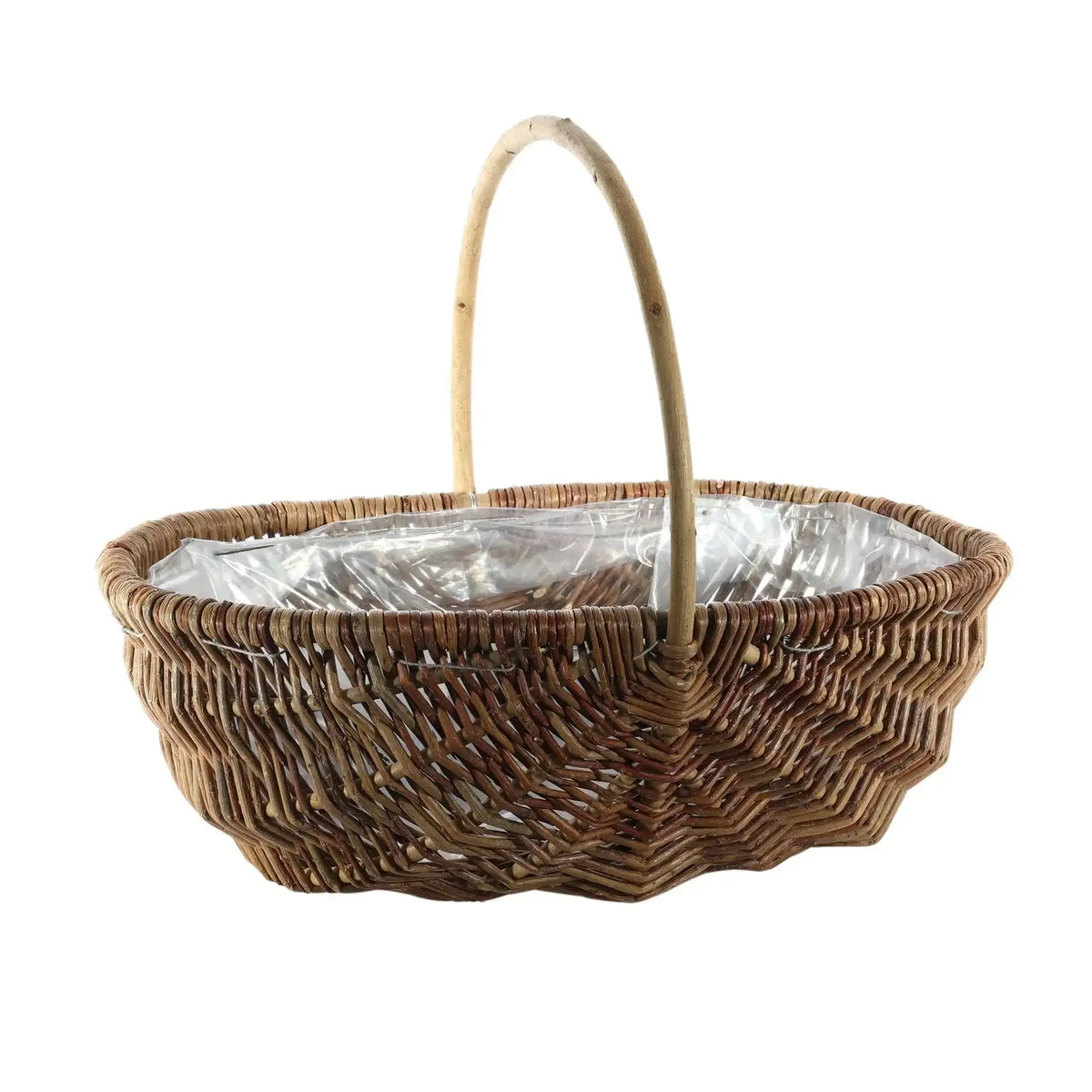 Oval Split Willow Basket Handle and Liner Natural (42cm)