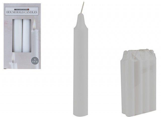 Pack of 8 White Household Candles (5 Inch)