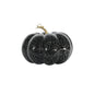 Black ceramic pumpkin with crackle finish and gold stem, decorative home décor accent