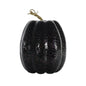 Glossy black pumpkin with gold stem, crackle finish, decorative home décor accent