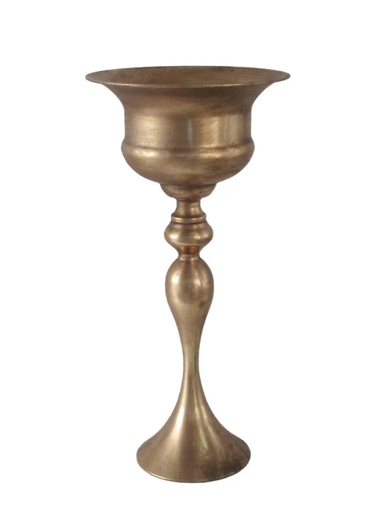 Antique Gold Creation Metal Bowl on Tall Stem (58.5cm)