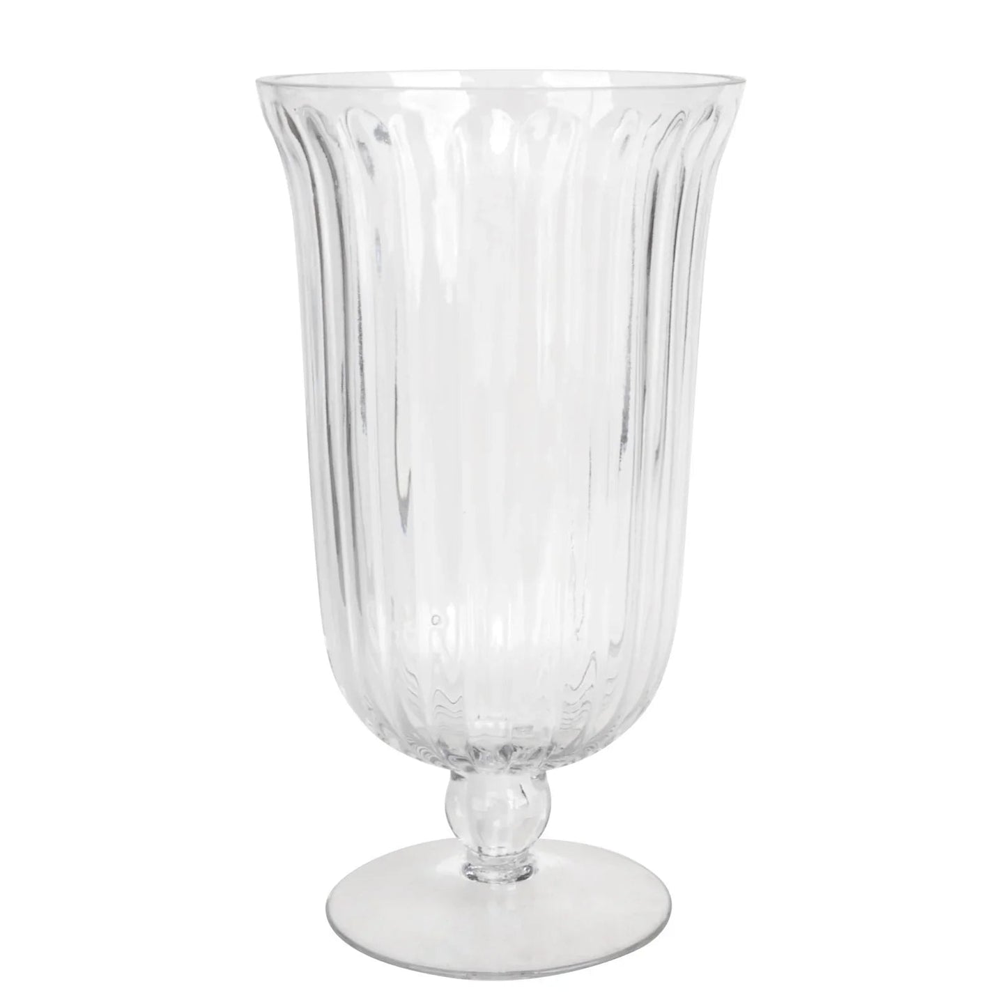 Clear Rochelle Fluted Stemmed Hurricane Glass Vase (25.5cm)