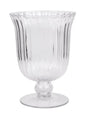 Clear Rochelle Fluted Stemmed Hurricane Glass Vase (21cm)