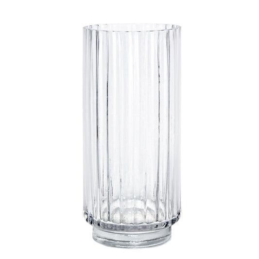 Clear Rochelle Fluted Cylinder Glass Vase (27cm)