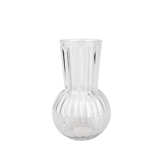 Clear Rochelle Fluted Vase with Onion Base (20cm)