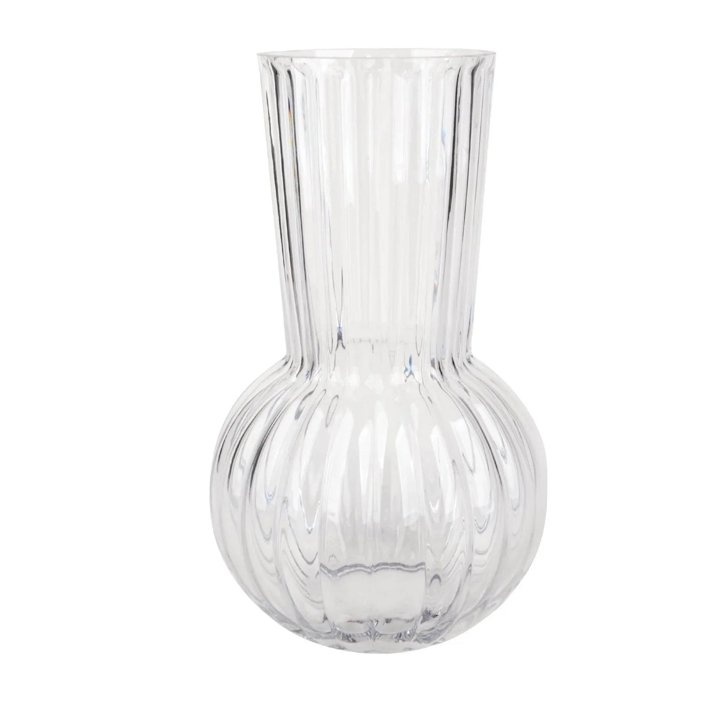 Clear Rochelle Fluted Vase with Onion Base (28cm)