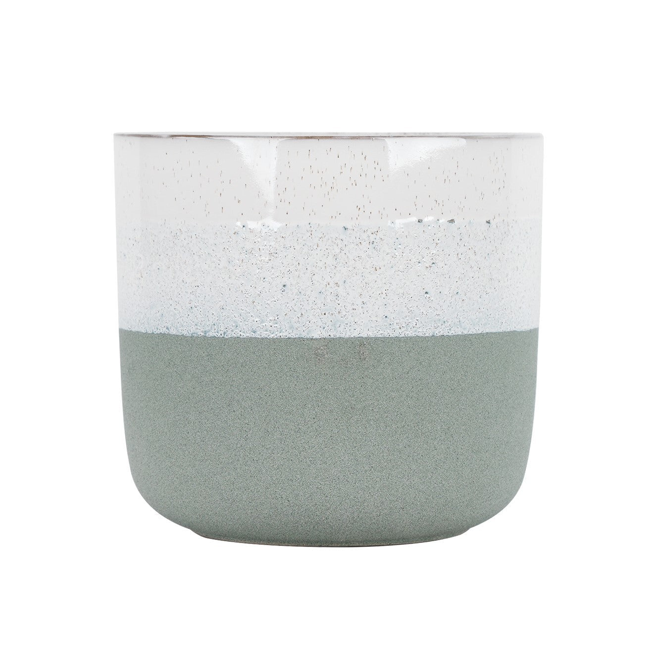 Hortus Green &amp; White Bordeaux Stoneware Pot (22.5cm H x 24.5cm Dia)