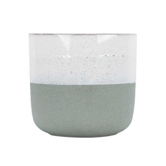 Hortus Green &amp; White Bordeaux Stoneware Pot (22.5cm H x 24.5cm Dia)