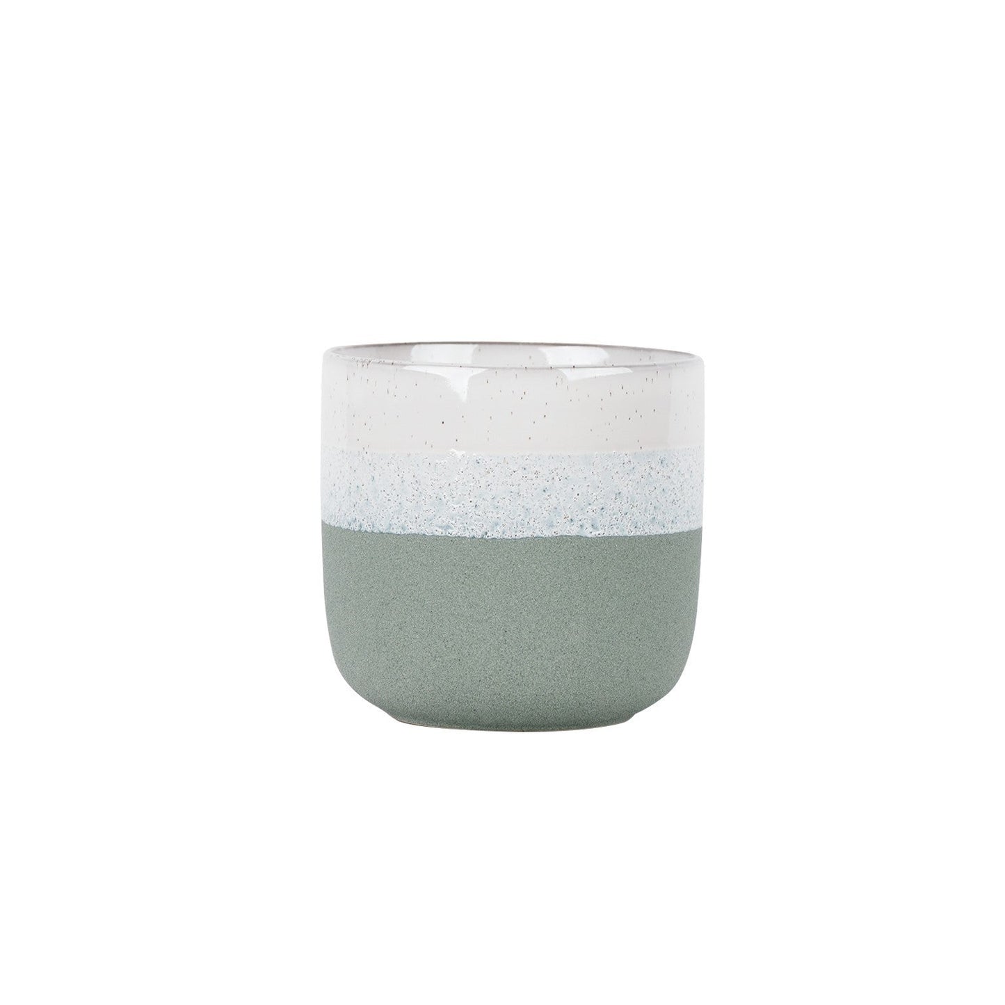 Hortus Green &amp; White Bordeaux Stoneware Pot (16cm H x 17cm Dia)