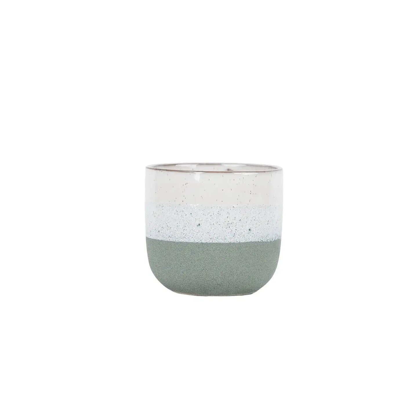 Hortus Green and White Stoneware Pot (13cm H x 14cm Dia)