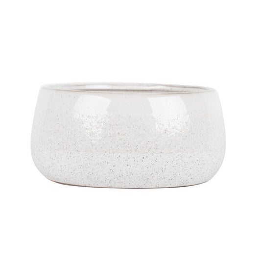 Hortus White Bordeaux Stoneware Pot (13.5cm H x 25.5cm Dia)