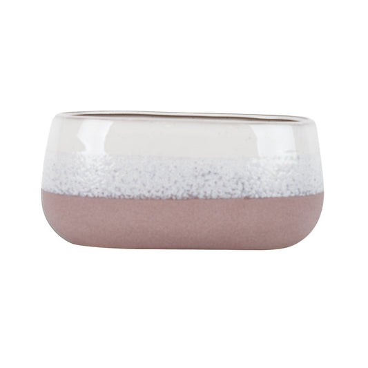 Hortus Pink &amp; White Bordeaux Stoneware Pot (13cm H x 26cm Dia)