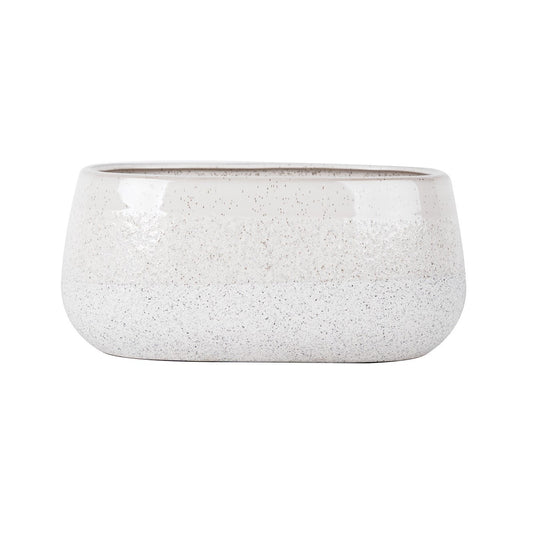 Hortus White Bordeaux Stoneware Pot (13cm H x 26cm Dia)