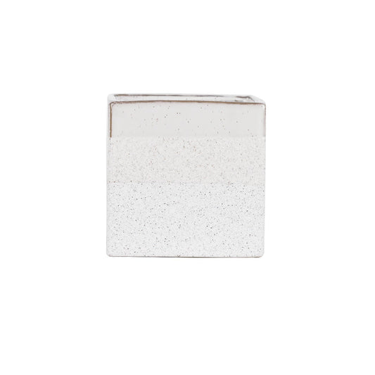 Hortus White Bordeaux Stoneware Cube (16cm H x 16.5cm W)