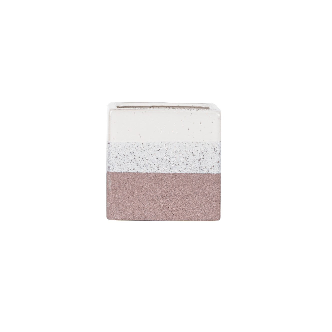 Hortus Pink &amp; White Bordeaux Stoneware Cube (12.5cm H x 12.5cm W)