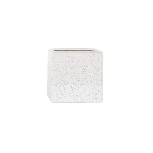 Hortus White Bordeaux Stoneware Cube (12.5cm H x 12.5cm W)