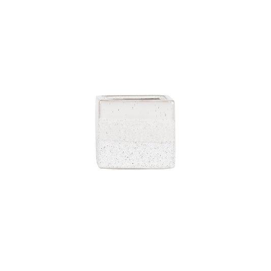 Hortus White Bordeaux Stoneware Cube (9.5cm H x 10.5cm W)