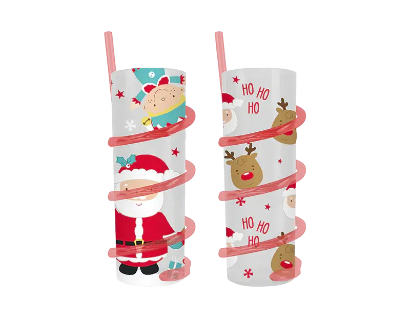 Christmas Spiral Straw Tumbler (Assorted)