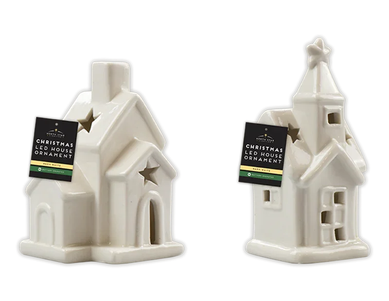 Ceramic LED House Ornament (Assorted)