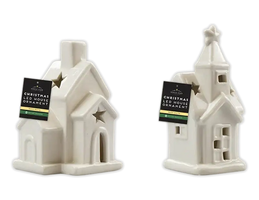 Ceramic LED House Ornament (Assorted)