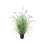 Artificial lavender plant in black pot with green leaves and purple flowers, home décor
