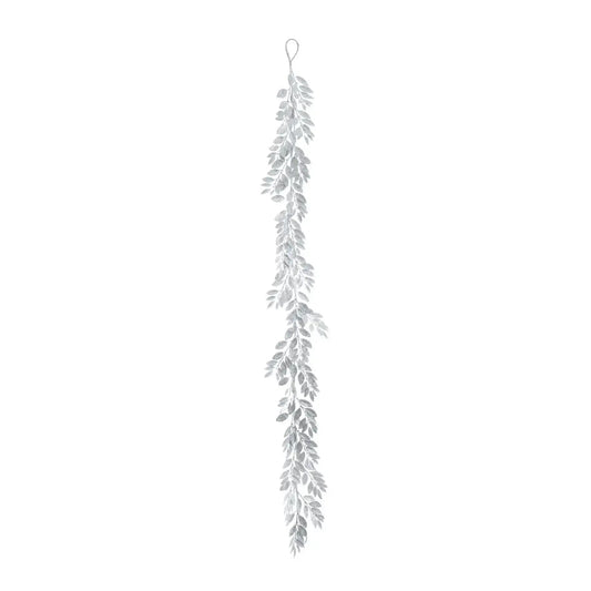 Glitter Leaf Garland - Silver (180cm)